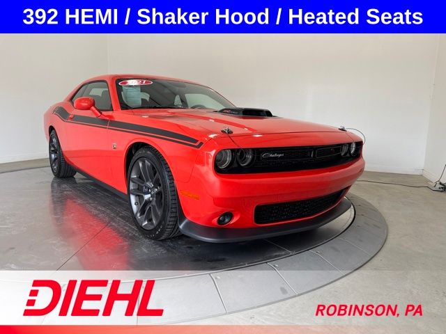 Go Mango! 2021 Dodge Challenger Coupe Rear-Wheel Drive 6-Speed Manual