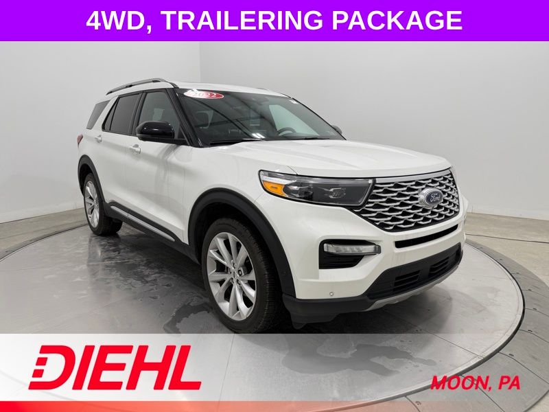 Star White Metallic Tri-Coat 2022 Ford Explorer Platinum AWD SUV / Crossover All-Wheel Drive Automatic