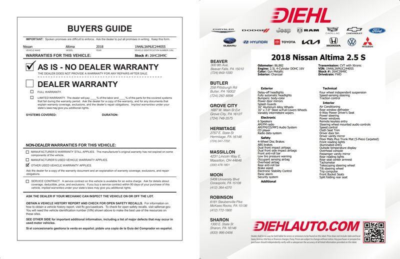 Used 2018 Nissan Altima Sedan