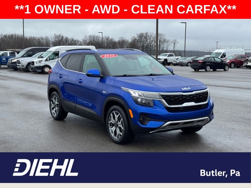 Neptune Blue 2022 Kia Seltos EX AWD SUV / Crossover All-Wheel Drive Continuously Variable Transmission