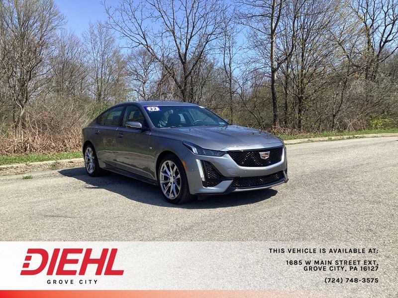 Gray (Satin Steel Metallic) 2022 Cadillac CT5 Sport AWD Sedan All-Wheel Drive Automatic