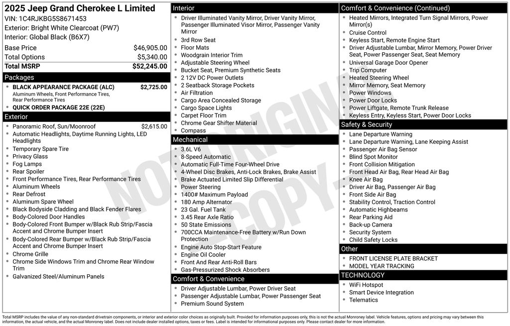 new 2025 Jeep Grand Cherokee L car, priced at $44,995