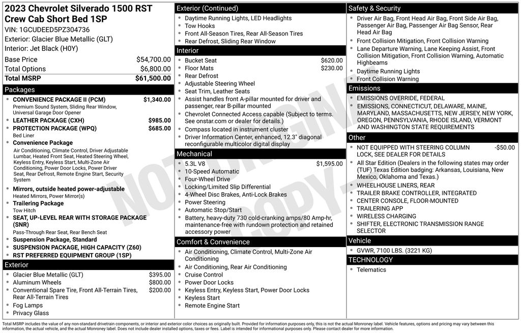 used 2023 Chevrolet Silverado 1500 car, priced at $45,500