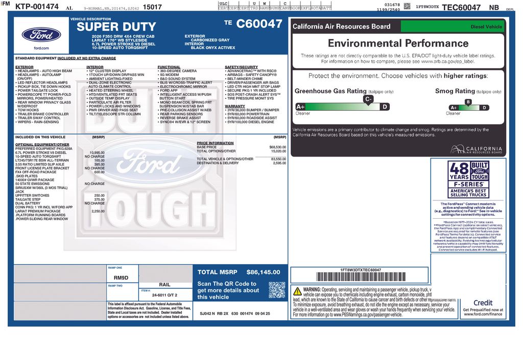 new 2026 Ford F-350SD car, priced at $82,224