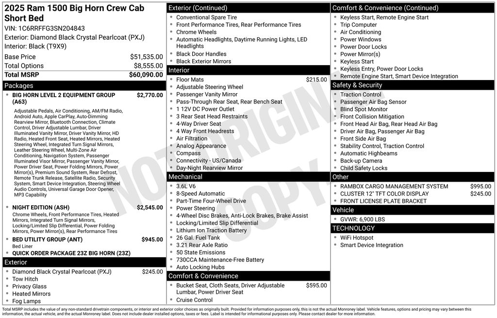 new 2025 Ram 1500 car, priced at $49,404