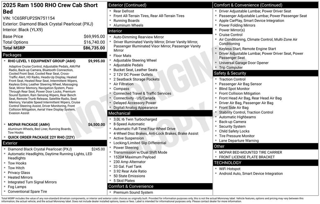 new 2025 Ram 1500 car, priced at $77,256