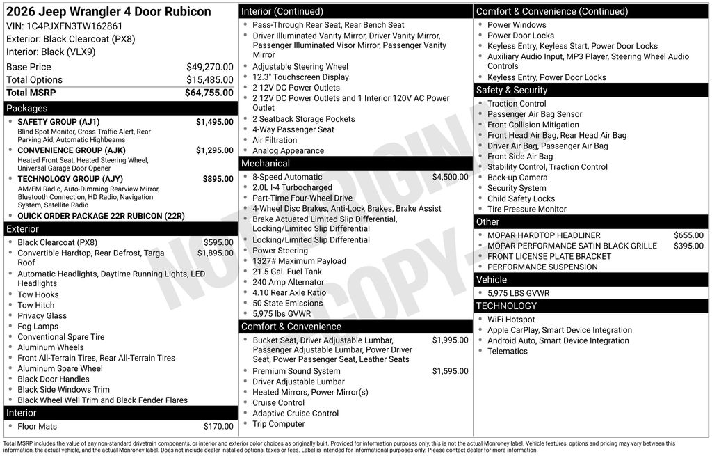 new 2026 Jeep Wrangler car, priced at $60,521