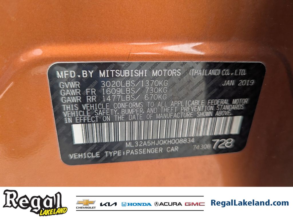 used 2019 Mitsubishi Mirage car, priced at $7,593