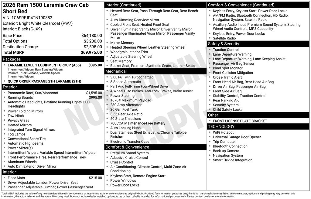 new 2026 Ram 1500 car, priced at $57,064