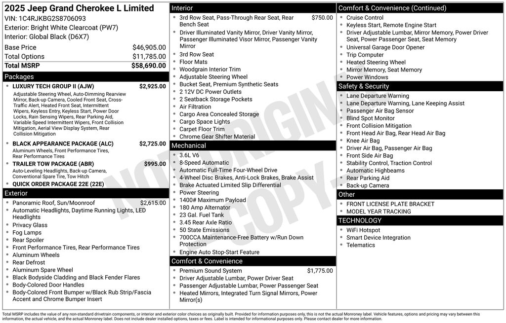 new 2025 Jeep Grand Cherokee L car, priced at $50,985