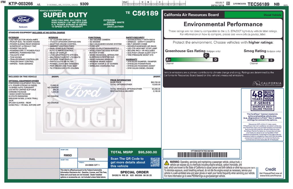new 2026 Ford F-350SD car, priced at $95,580