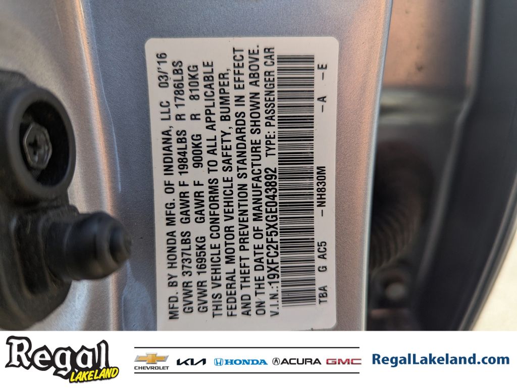 used 2016 Honda Civic car, priced at $13,597