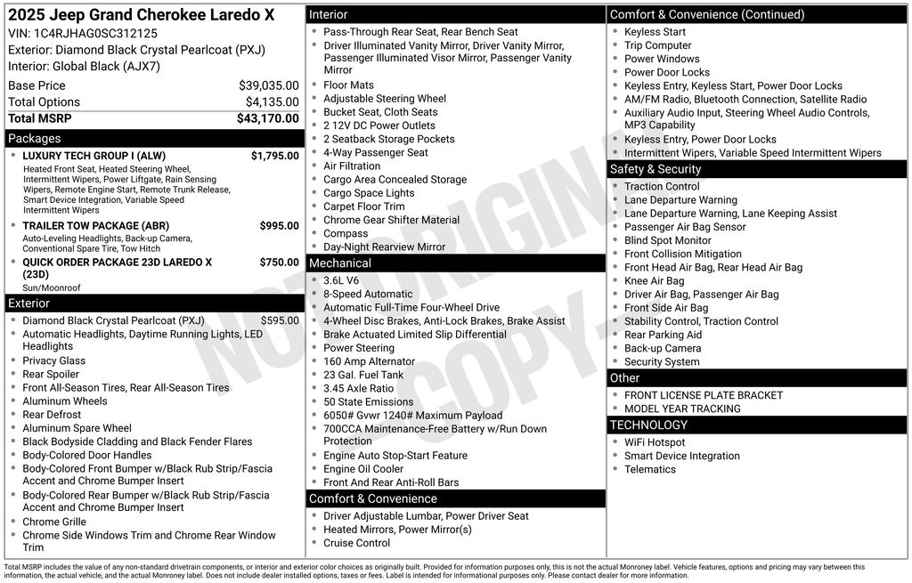 new 2025 Jeep Grand Cherokee car, priced at $37,951