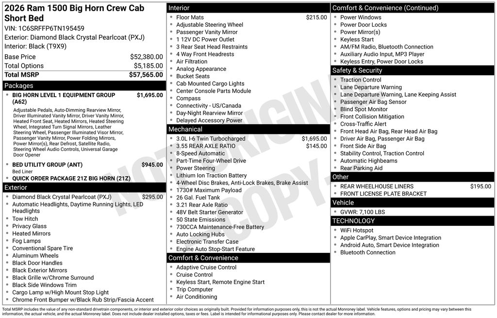 new 2026 Ram 1500 car, priced at $50,366