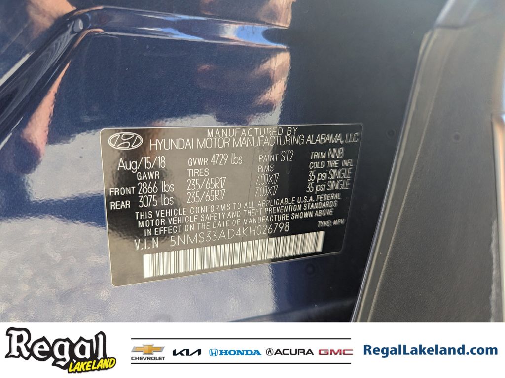 used 2019 Hyundai Santa Fe car, priced at $12,794