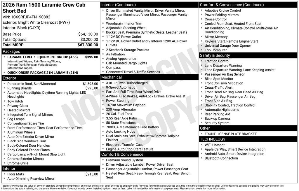 new 2026 Ram 1500 car, priced at $60,972