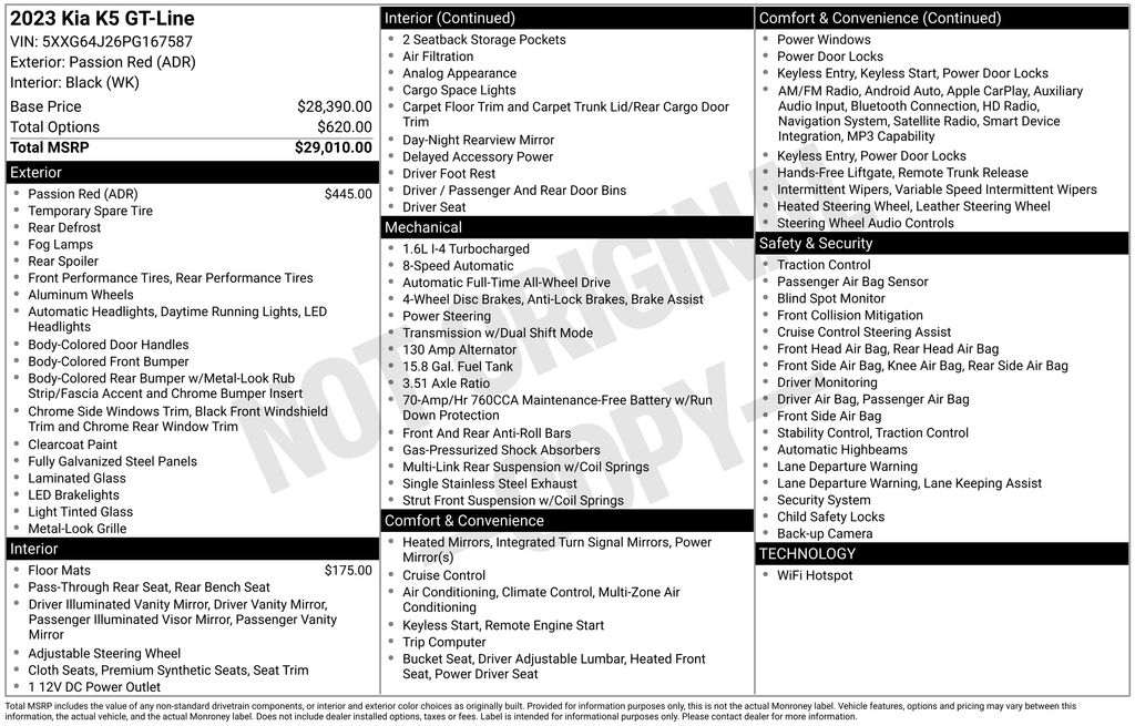 used 2023 Kia K5 car, priced at $24,500