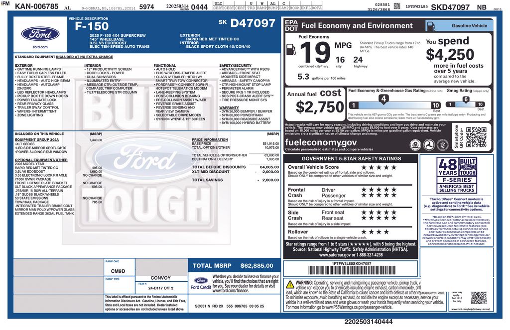 new 2025 Ford F-150 car, priced at $56,872