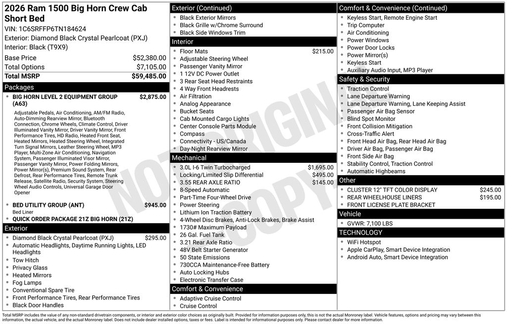 new 2026 Ram 1500 car, priced at $52,918