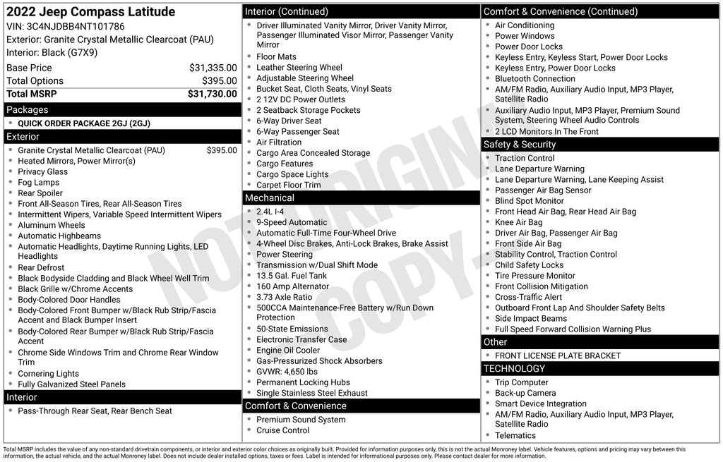 used 2022 Jeep Compass car, priced at $21,000