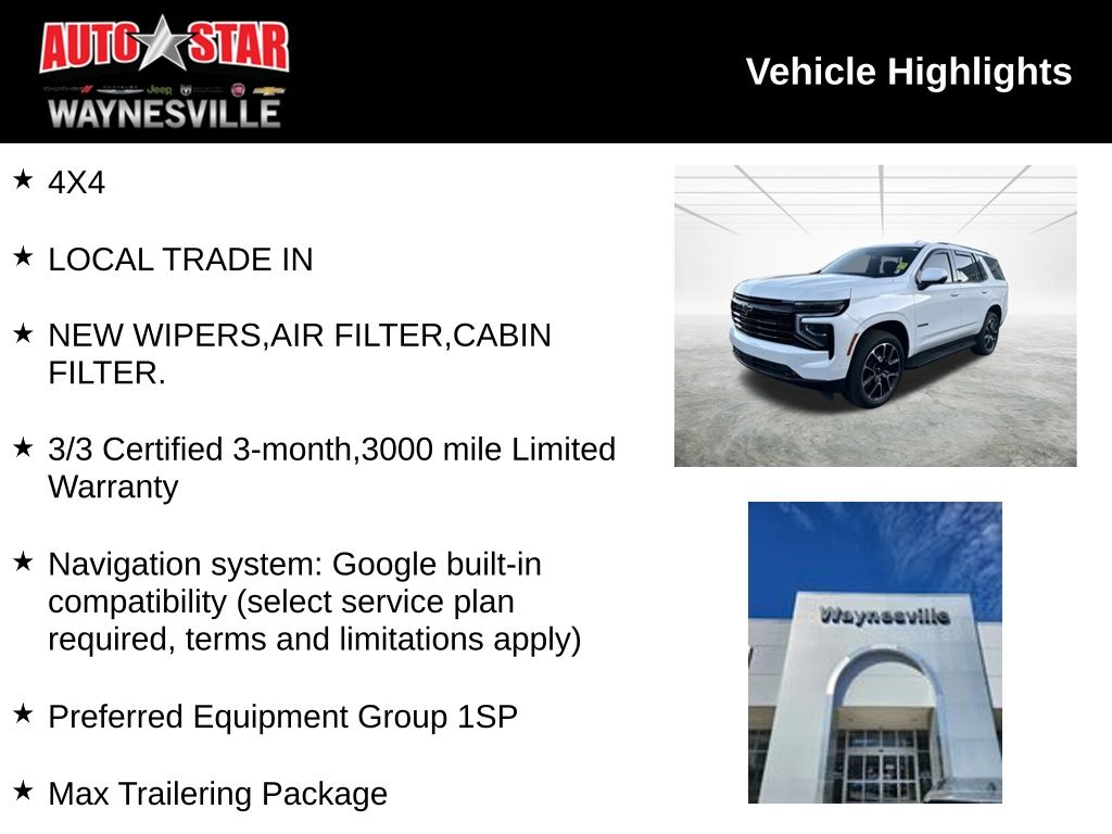used 2025 Chevrolet Tahoe car, priced at $72,200