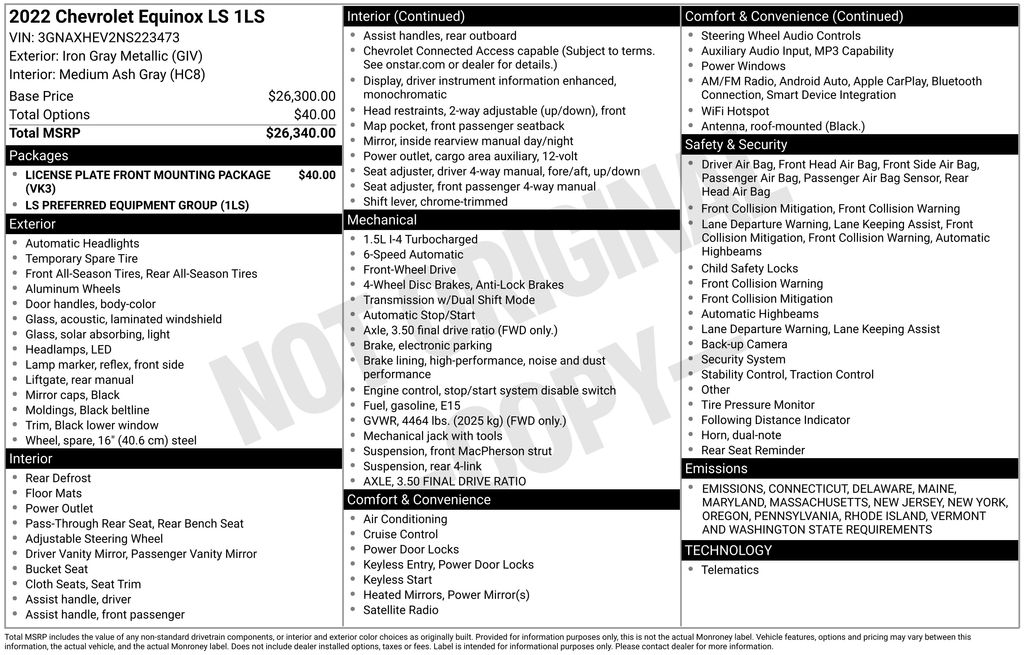 used 2022 Chevrolet Equinox car, priced at $20,300