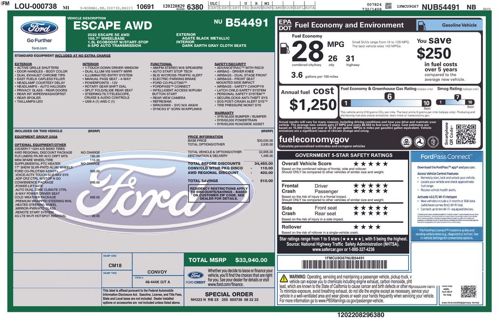used 2022 Ford Escape car, priced at $23,700