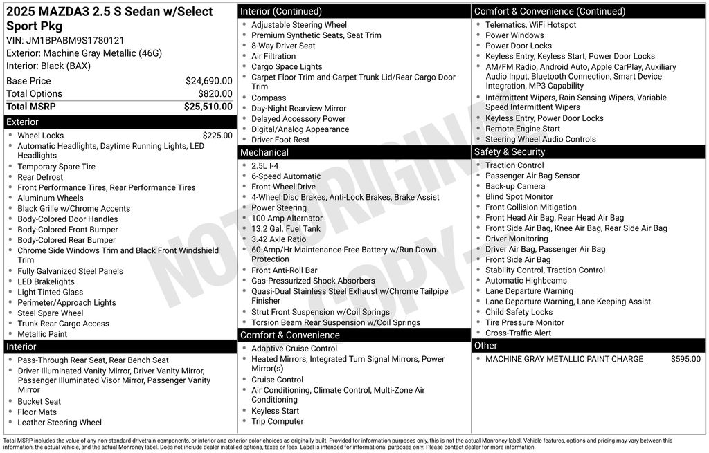 new 2025 Mazda Mazda3 car, priced at $26,895