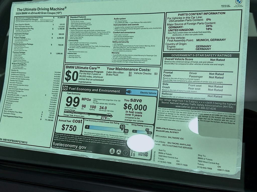 used 2024 BMW i4 car, priced at $71,105