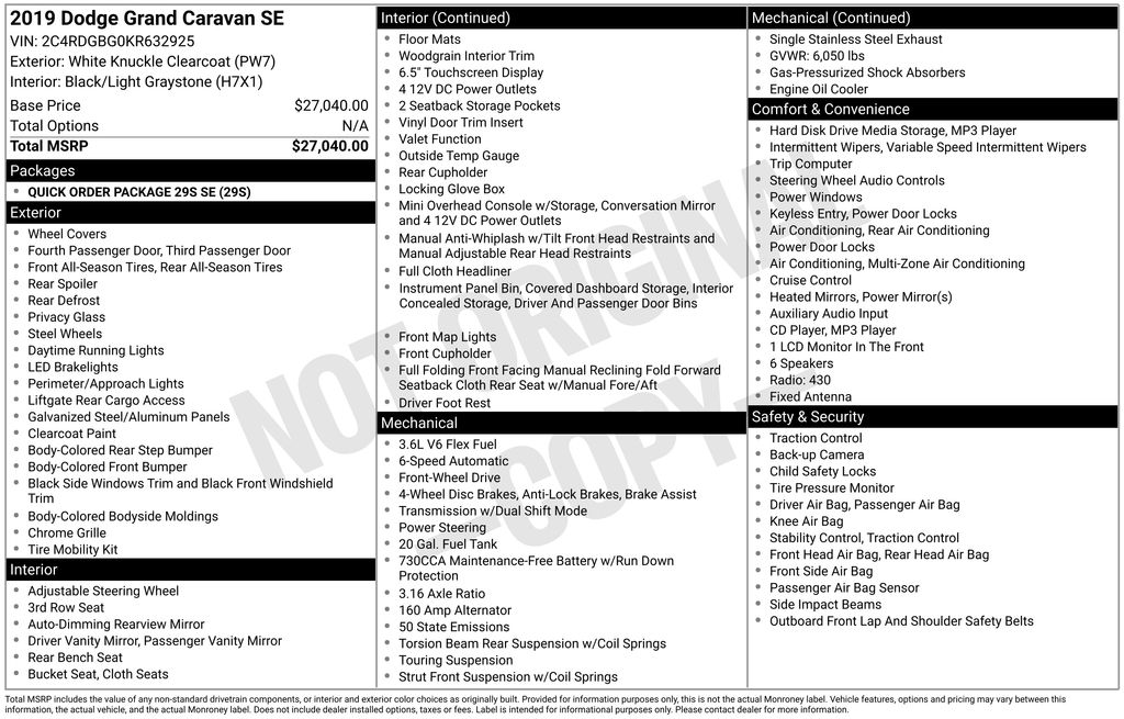 used 2019 Dodge Grand Caravan car, priced at $18,000