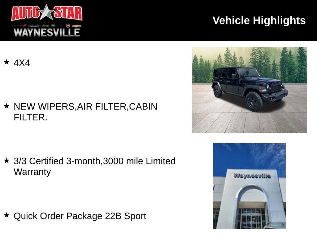 used 2022 Jeep Wrangler car, priced at $28,100
