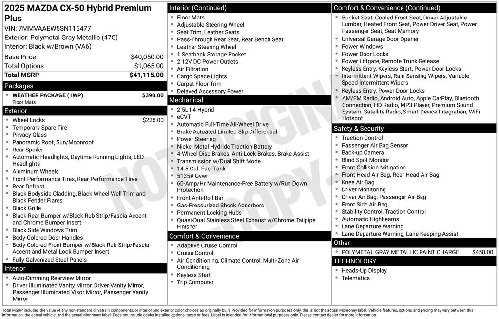 new 2025 Mazda CX-50 Hybrid car, priced at $42,535