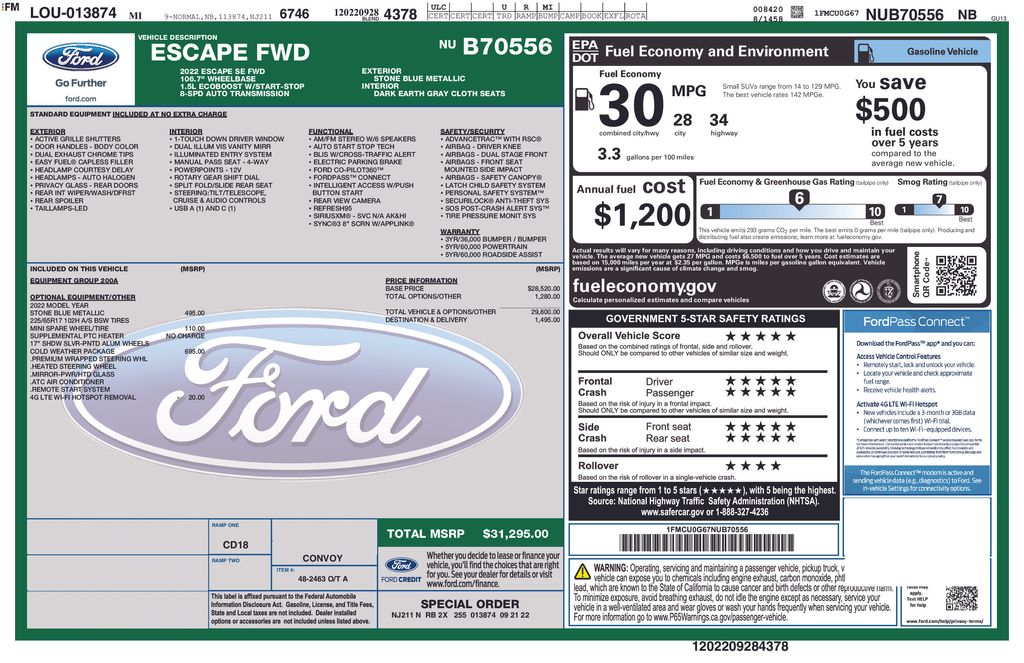 used 2022 Ford Escape car, priced at $21,500