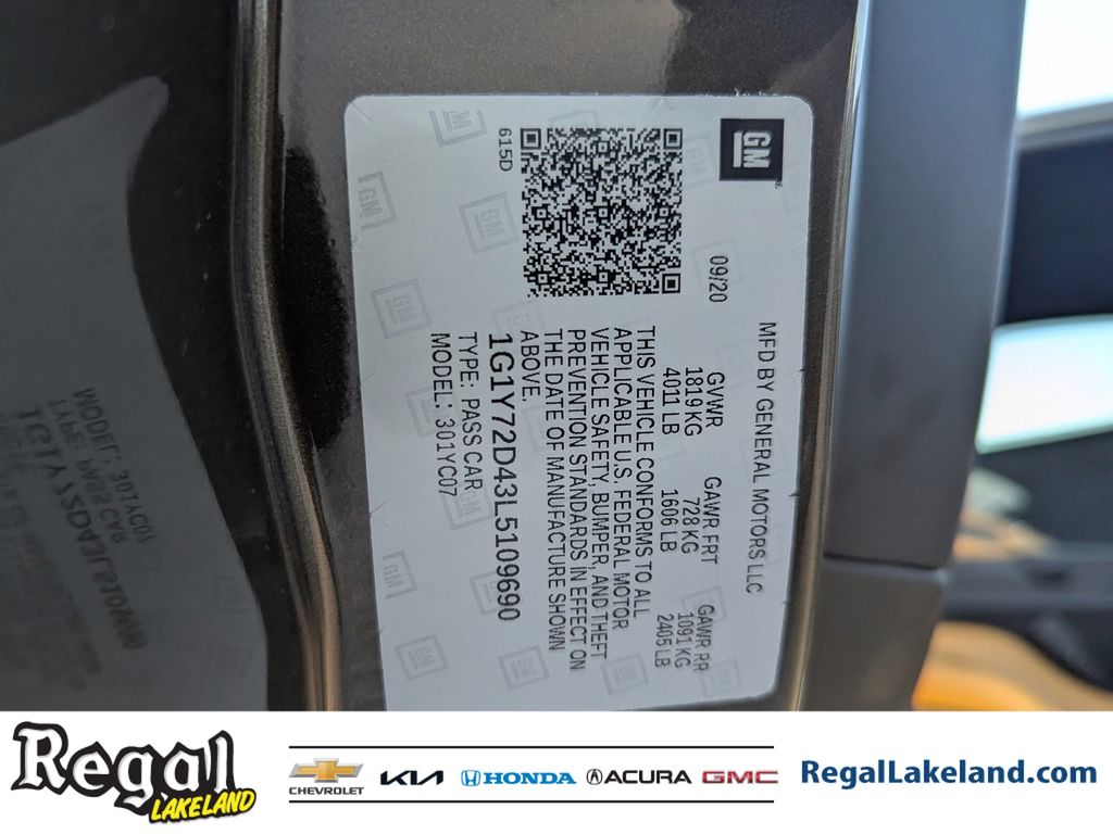 used 2020 Chevrolet Corvette car, priced at $60,592