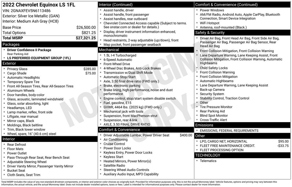used 2022 Chevrolet Equinox car, priced at $17,700
