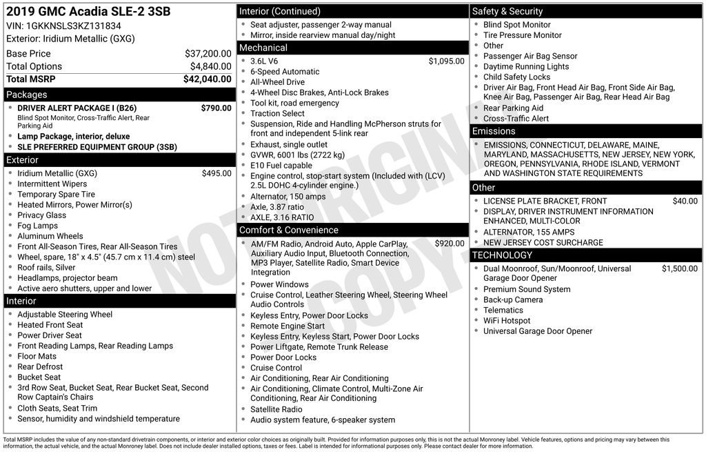 used 2019 GMC Acadia car, priced at $20,500