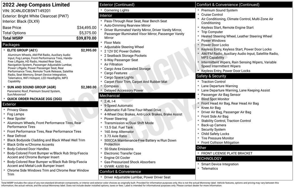 used 2022 Jeep Compass car, priced at $21,295
