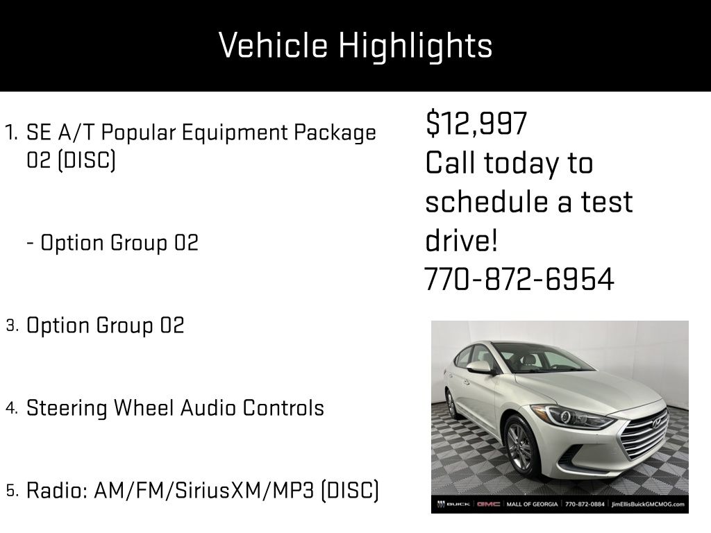 used 2017 Hyundai Elantra car, priced at $12,997