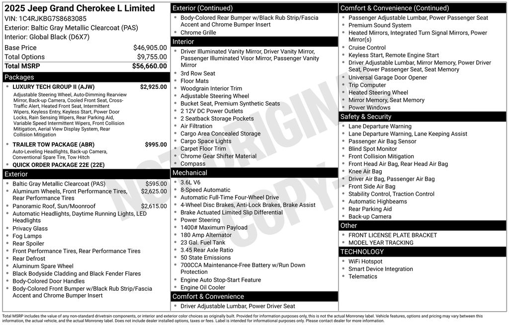 new 2025 Jeep Grand Cherokee L car, priced at $45,752