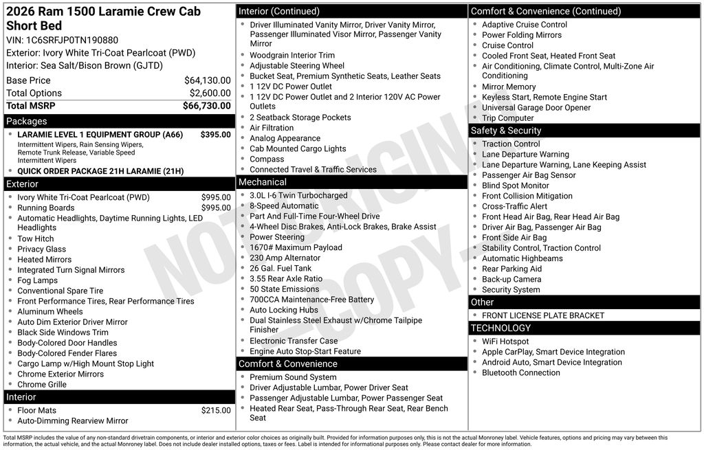 new 2026 Ram 1500 car, priced at $63,925