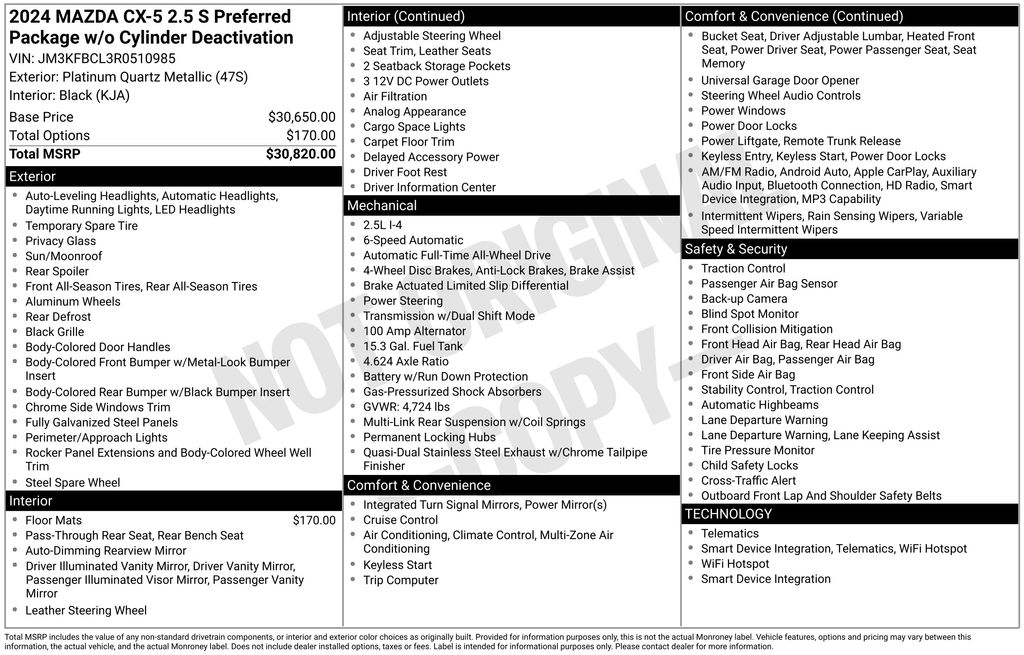 used 2024 Mazda CX-5 car, priced at $27,500
