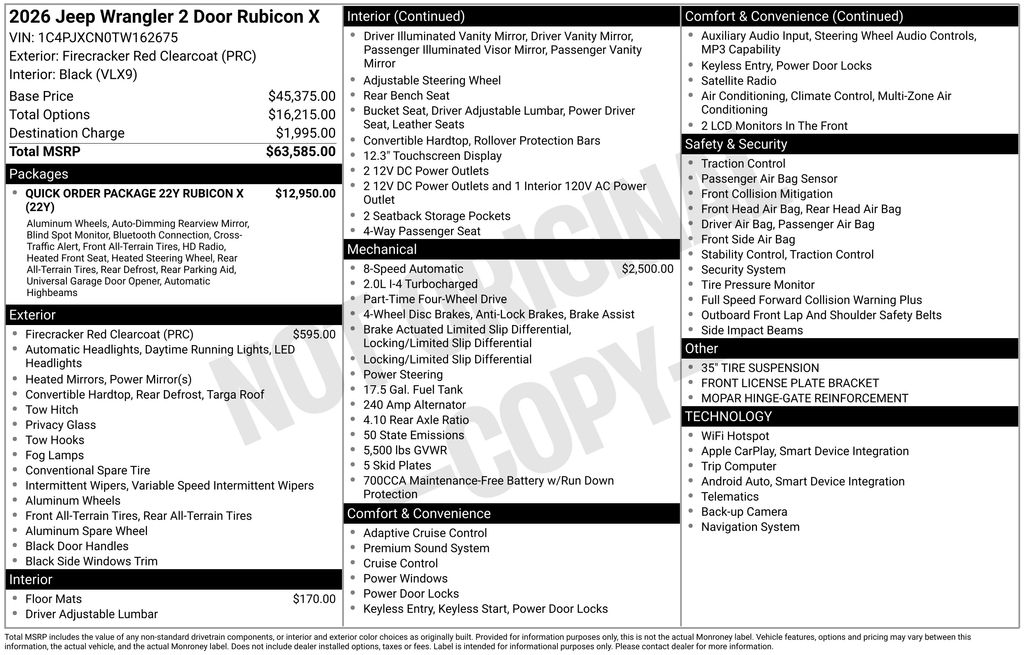 new 2026 Jeep Wrangler car, priced at $58,909