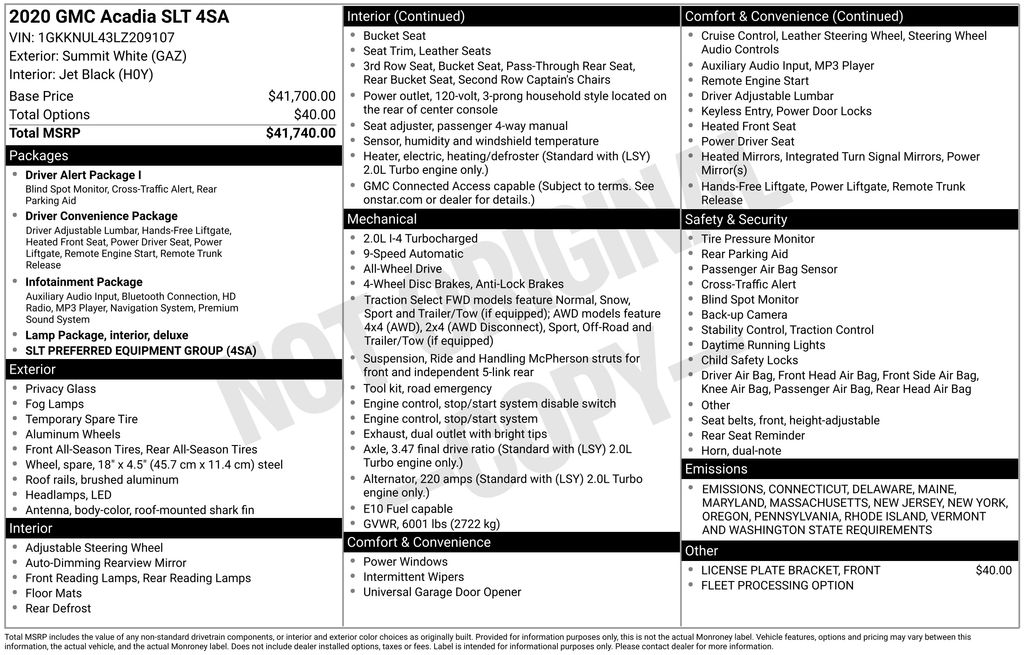 used 2020 GMC Acadia car, priced at $19,600