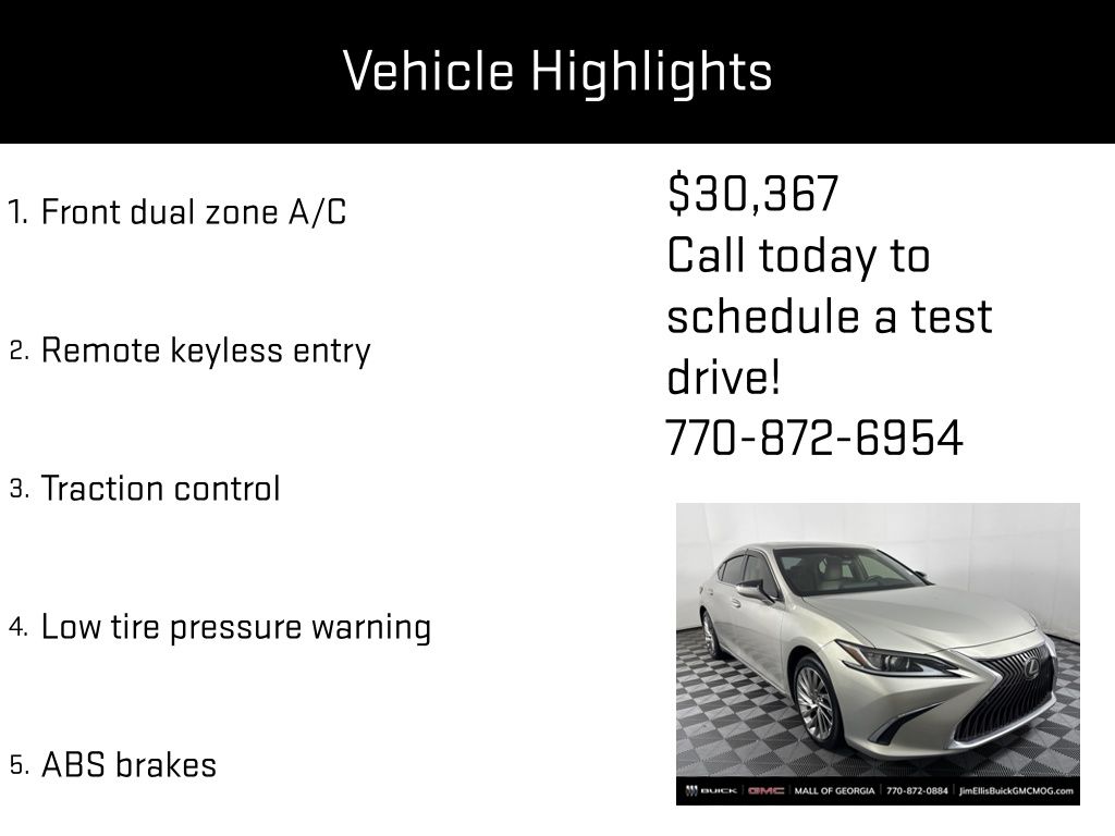used 2019 Lexus ES car, priced at $30,367