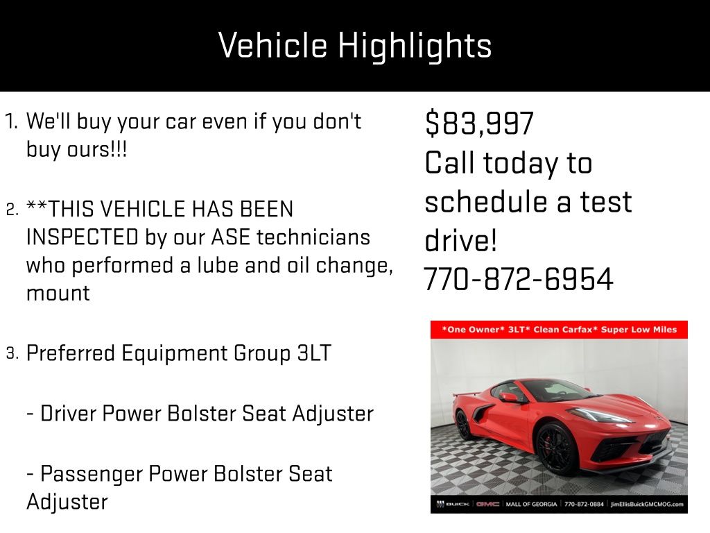 used 2025 Chevrolet Corvette car, priced at $83,997