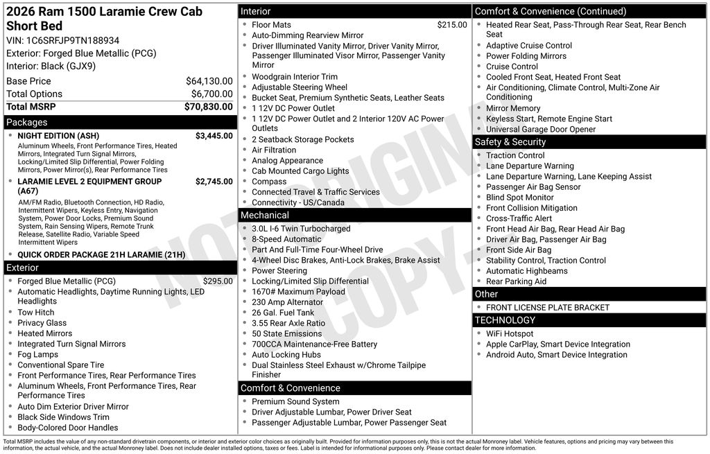 new 2026 Ram 1500 car, priced at $64,158