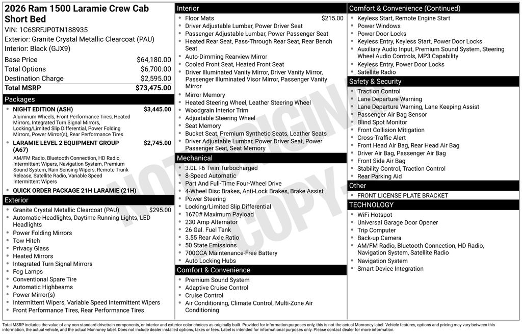 new 2026 Ram 1500 car, priced at $59,374