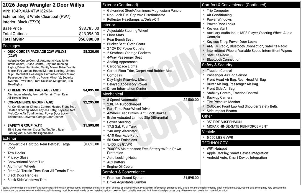 new 2026 Jeep Wrangler car, priced at $56,743