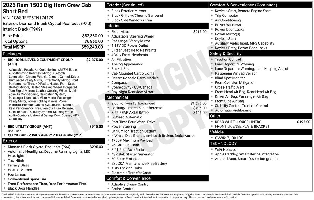 new 2026 Ram 1500 car, priced at $53,887