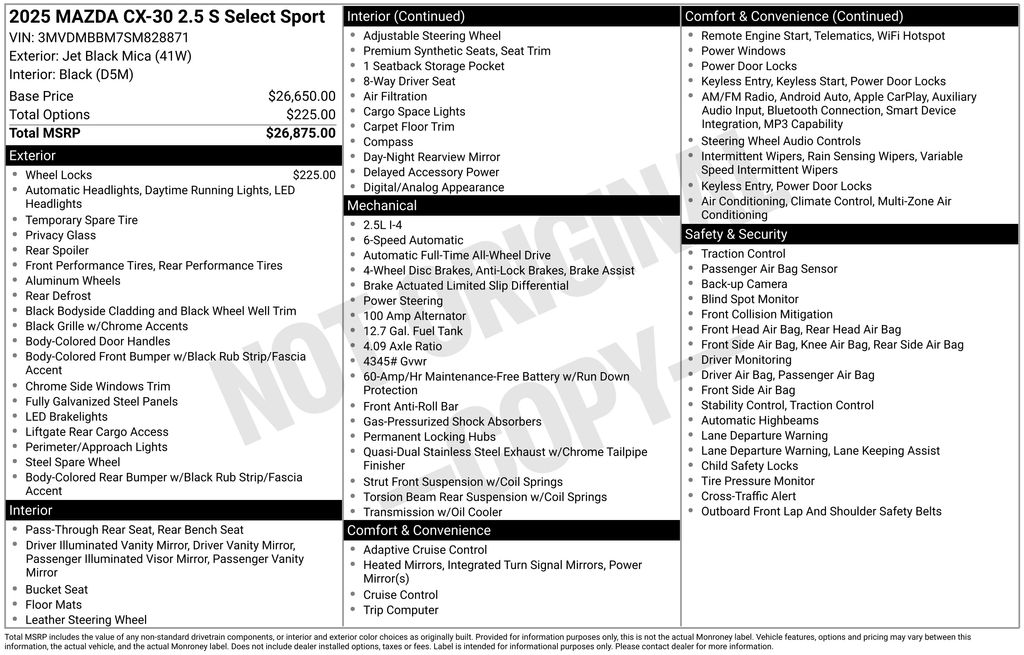 new 2025 Mazda CX-30 car, priced at $27,779